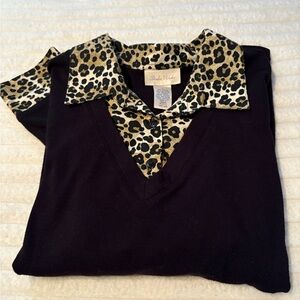 Studio works leopard print longsleeve top